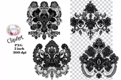 Embroidery, Flowers, Lace, PNG, Clipart, Black, White Product Image 1