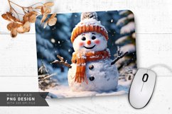 Smiling Snowman with Snow Covered Trees Mouse Pad Design Product Image 1