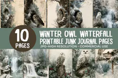 Winter Owl Waterfall Junk Journal Pages Product Image 1