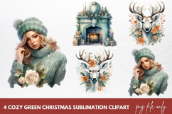 Cozy Green Christmas Clipart Sublimation Product Image 1