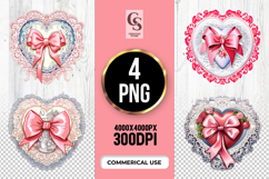 Lace Heart Bow Clipart Sublimation PNG Product Image 1