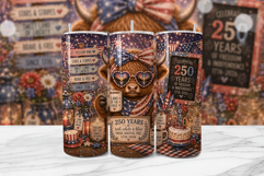 Patriotic Highland Cow Tumbler PNG Product Image 1