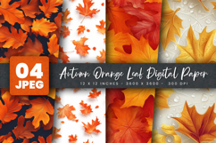 Autumn Orange Leaf Digital Paper Product Image 1