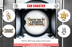 Witty Warning Signs Car Coaster Product Image 1