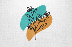 Abstract Orange Blue Floral Line Art Embroidery Design Product Image 1