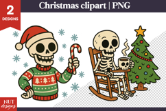 Cute Christmas clipart, Christmas Funny Skeleton Clipart Product Image 1