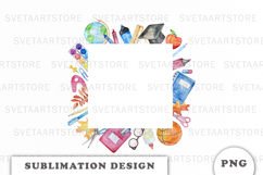 Watercolor School Supplies Frame png Product Image 1