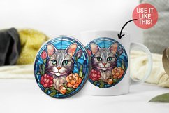 Cat Floral Sublimation Bundle | Stained Glass Sublimation Product Image 2