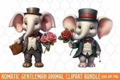 Romantic Gentleman Animal clipart, Watercolor Clipart Product Image 2