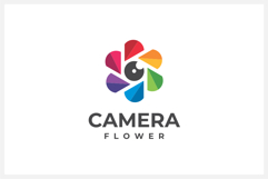 Colorful Camera Flower Vector Logo Design Product Image 1