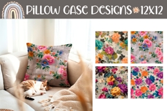Vintage Flowers Pillow Designs, Flowers Pillowcase Template Product Image 1