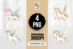 Flying Baby Pegasus Unicorn Clipart Sublimation PNG Product Image 1