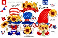 Gnomes with sunflowers happy Independence Day of America Product Image 1