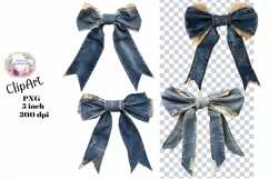 Bows, Denim, Ephemera, Shabby Chic , PNG, Clipart Product Image 1