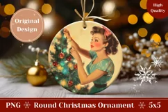 Retro Christmas Ornament, Retro Woman Ornament, Winter PNG Product Image 1