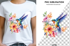 Kolibri with flowers png design for T-shirts Product Image 1
