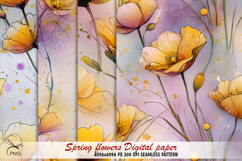 Spring flowers digital paper, background clipart Product Image 1