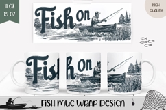 Fish On Mug Design, Fishing Mug PNG, Fisherman Sublimation Product Image 1