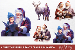 Christmas purple santa claus sublimation PNG Product Image 1