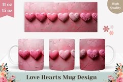 Cute Love Mug Wrap Design, 3D Love Hearts Mug Sublimation Product Image 1