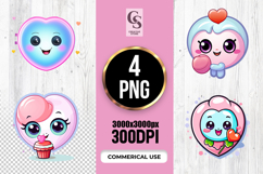 Cute Kawaii Heart Character Illustration CliparT PNG Product Image 1