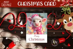 Cute Christmas Cow Greeting Card, Happy Christmas Card Product Image 1