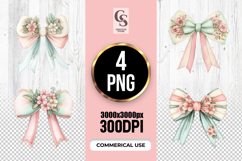Floral Bow Ribbon Illustration Clipart Sublimation PNG Product Image 1