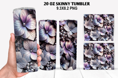 3D Flower Skinny Tumbler 20oz Wrap Design,Flowers Tumble PNG Product Image 1