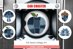 Fall Denim Collage Car Coaster Product Image 1