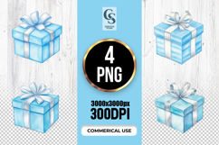 Blue Gift Box Clipart Sublimation PNG Product Image 1