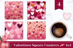 Valentines Square Coasters, Love Hearts Square Coaster PNG Product Image 1