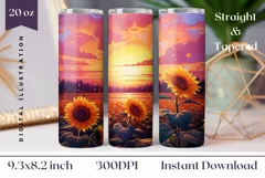 Sunflowers Field Sublimation, Sunflowers Tumbler Wrap Design Product Image 1