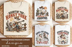Hauntin' the Honky Tonk Ghost Cowboy PNG, Spooky Western Cow Product Image 1