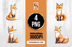 Cute Fox Watercolor Clipart Sublimation PNG Product Image 1