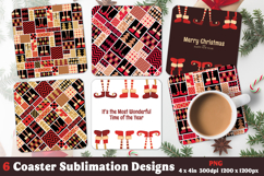 Cute Christmas Elf Legs Coasters Design PNG Sublimation Product Image 1