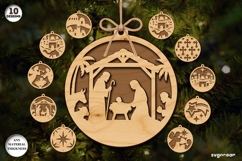 Christmas Nativity Ornament Bundle | Laser Cut | SVG Product Image 1