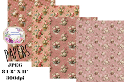 Shabby Chic, Papers, Flowers, Baskets, Junk Journal, Pinks Product Image 1