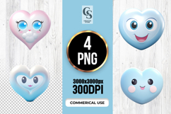 Cute Smiling Heart Emoji Clipart Sublimation PNG Product Image 1