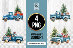 Vintage Blue Truck Clipart Sublimation PNG Product Image 1