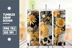Skull and flower watercolor tumbler wrap sublimation Product Image 1