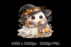 Cute Halloween Ghost PNG | Kawaii Witch Ghost Sublimation De Product Image 1