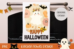 Cartoon Halloween Ghost Towel, Halloween Bats Towel Template Product Image 1