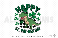 Happy St. Pat-Rex Day Sublimation PNG Design Product Image 1
