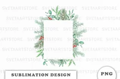 Watercolor Christmas Floral Frame png Product Image 1