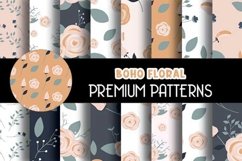 Boho Roses Floral Patterns Digital Paper Product Image 1