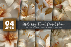 White Lily Floral Digital Paper Product Image 1