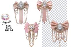 Cameo, Pink, Pearls, Ephemera, PNG, Junk Journal, clipart Product Image 1