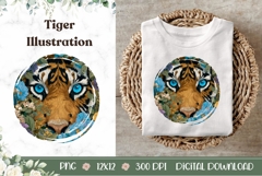 Cartoon Tiger Illustration, Blue Eyes PNG, Animals PNG Product Image 1