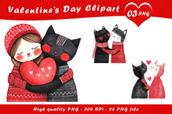 Cute Cat Love Illustration Clipart PNG Product Image 1
