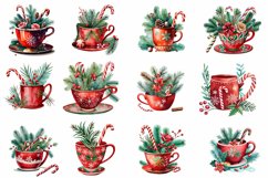 Watercolor Christmas Coffee Vintage Clipart Product Image 2